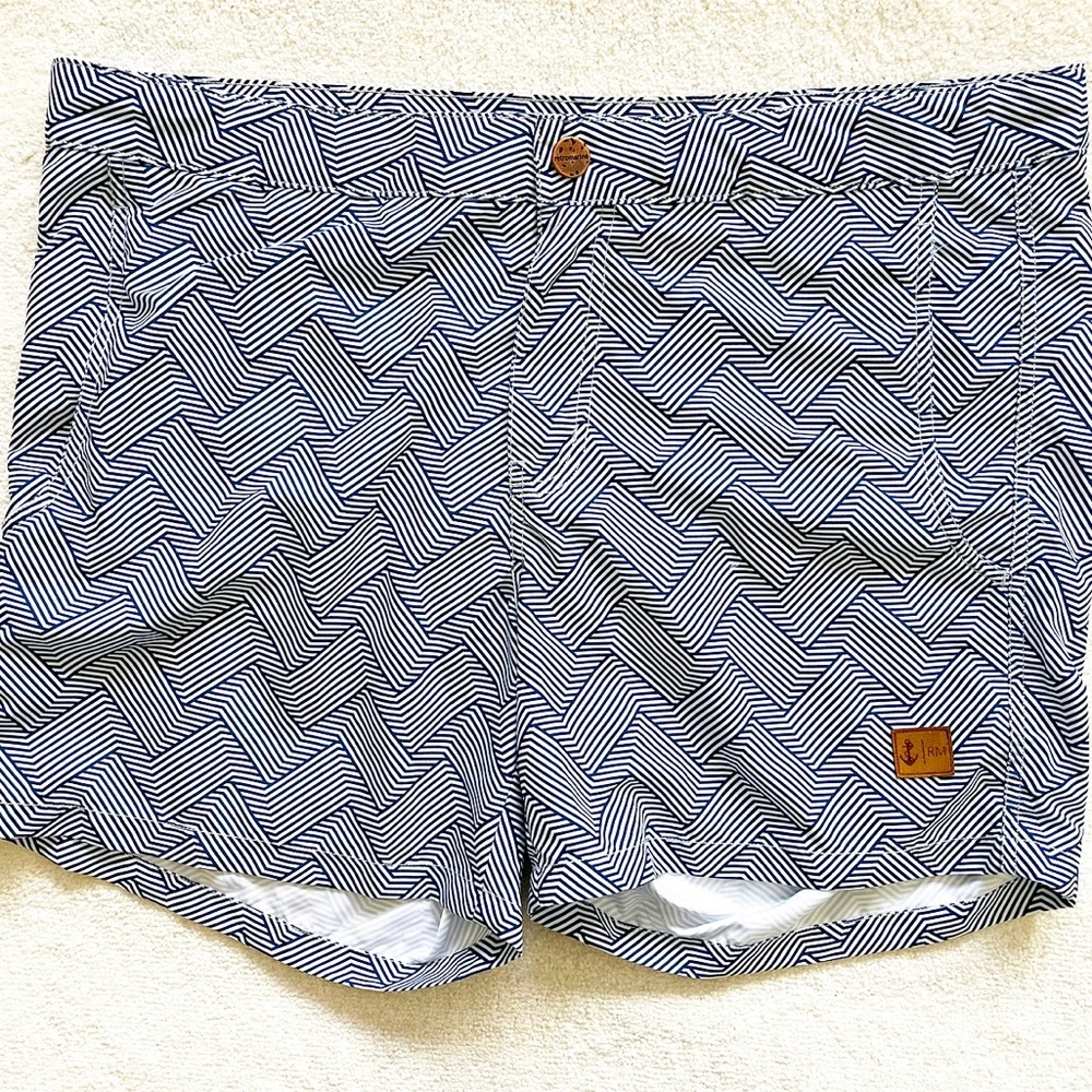 RETROMARINE HORIZONTAL LINKS SWIM TRUNK NAVY/White Resort Beach Pool Vacation